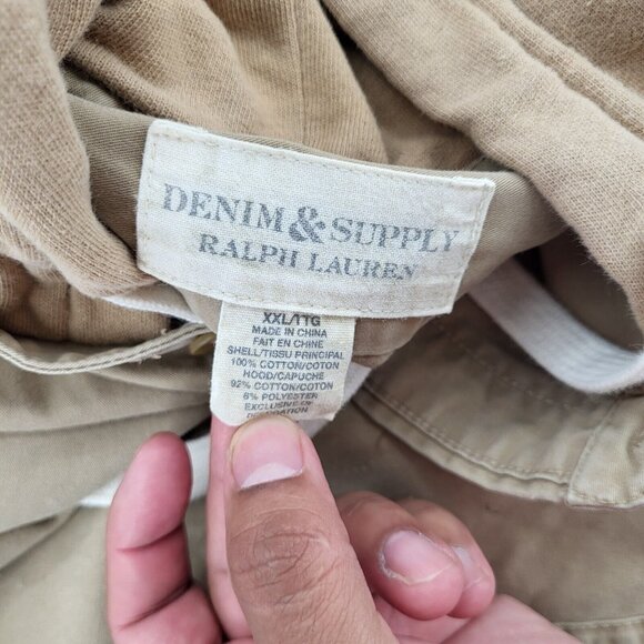 DENIM & SUPPLY RALPH LAUREN Shirt Jacket Mens XXL Tan With Hoodie - Picture 9 of 11